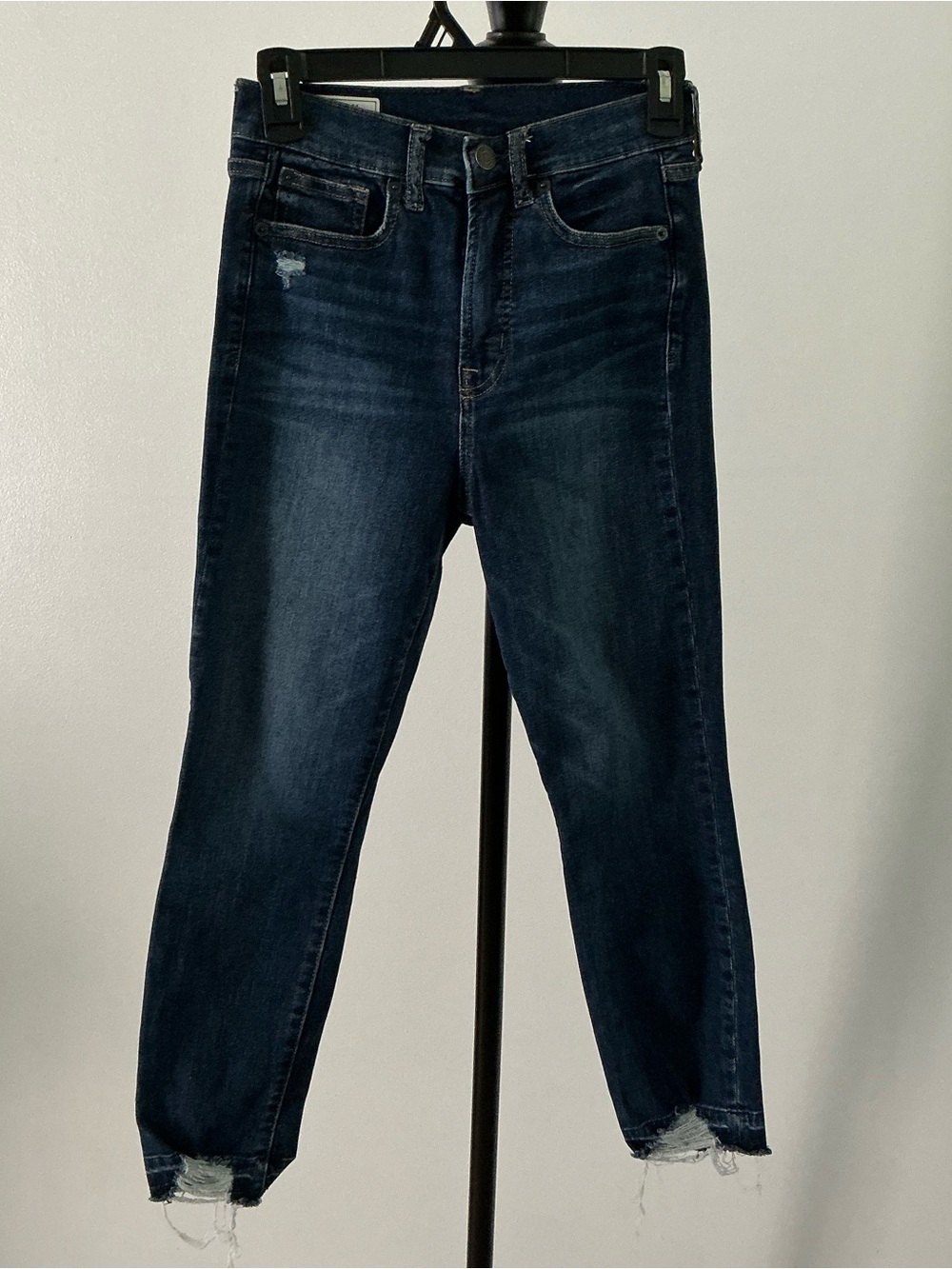 GAP True Skinny Sky High Ankle Jeans 25 0P Dark Wash Distressed